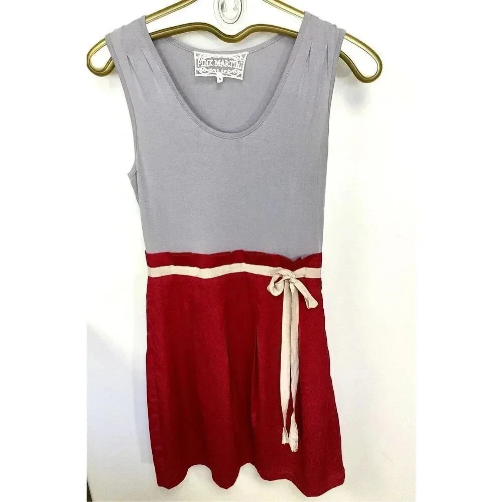 Anthropologie Pink Martini Womens Gray Burgundy Stitch Fix Sleeveless Mini Dress